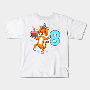 I am 8 with tiger - boy birthday 8 years old Kids T-Shirt